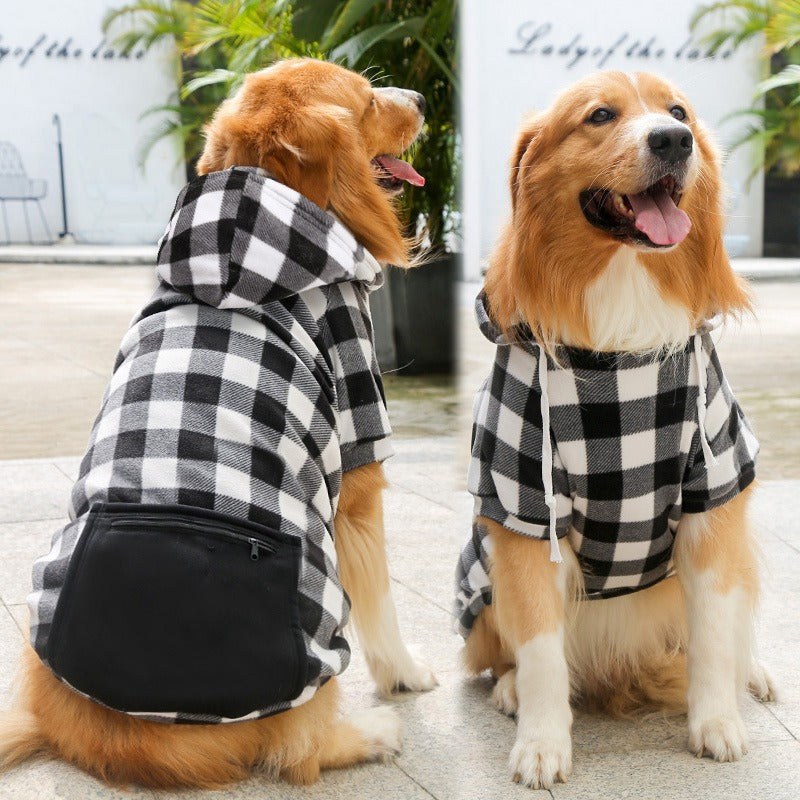 Wholesale Plaid Small, Medium and Large Dogs, Cats, Pets Autumn and Winter Pocket Zipper Clothes Sweatshirt Supplies