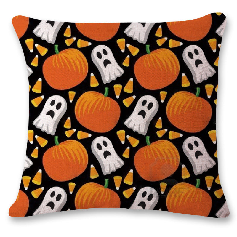 Wholesale Halloween Creative Digital Linen Printed Pumpkin Ghost Pillowcases