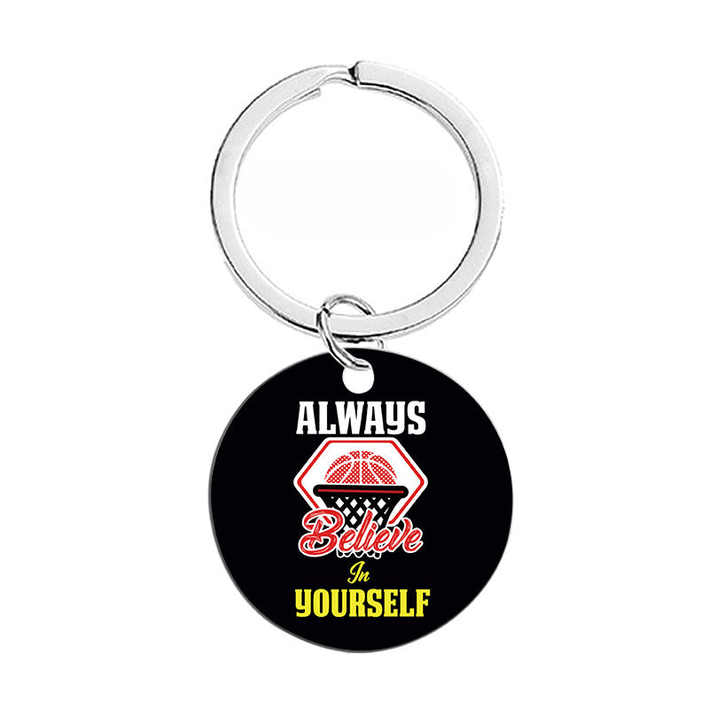 Wholesale Basketball Circular Hanging Tag Metal Keychain