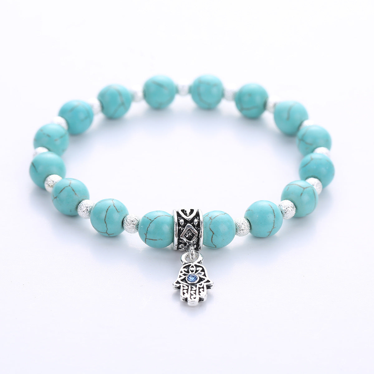 Wholesale Natural Turquoise Bracelet Handmade Geometric Stone Jewelry For Couple Everyday Wear Fashion Accessory Boutique