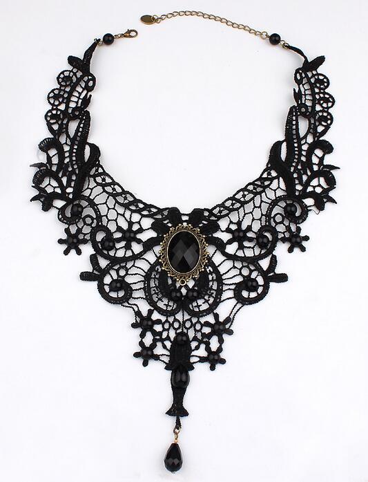 Wholesale Gothic Lace Necklace Black Clavicle Chain