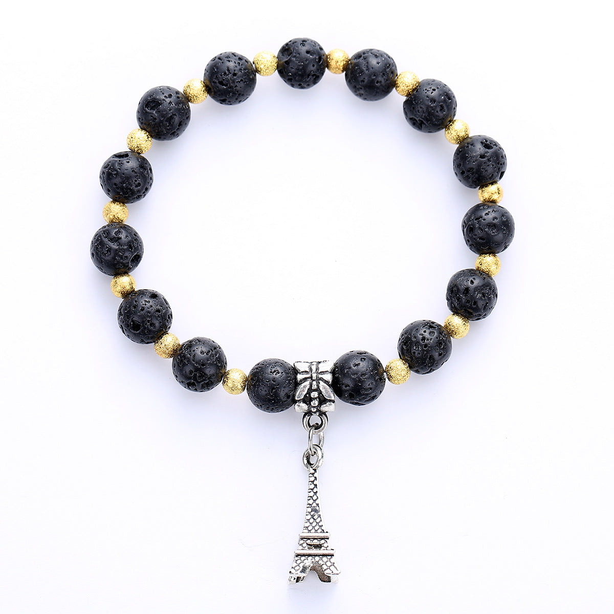 Wholesale Retro Geometric Volcanic Stone Bracelet Handmade Unisex Couple Jewelry Gift Resale Fashion Accessory