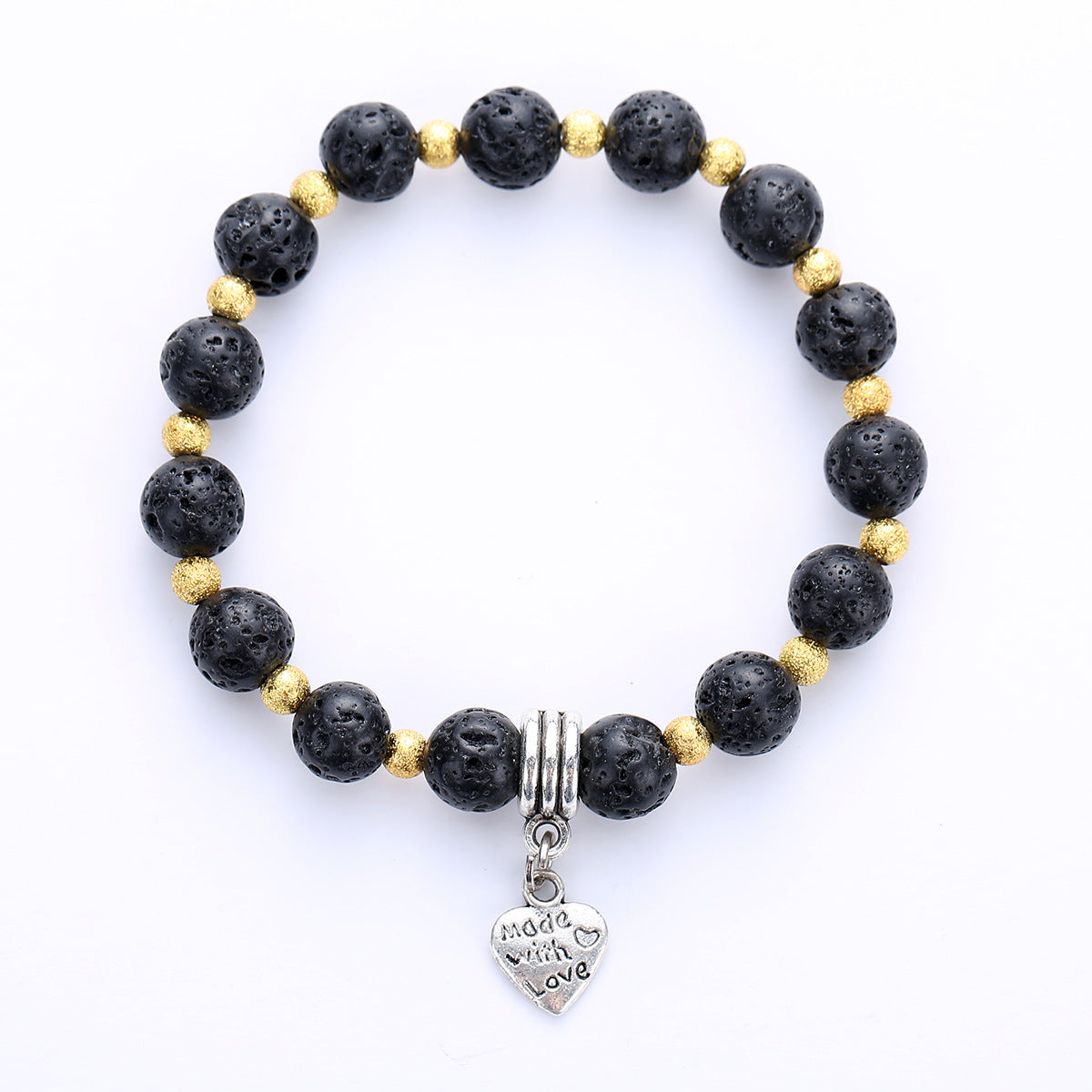 Wholesale Retro Geometric Volcanic Stone Bracelet Handmade Unisex Couple Jewelry Gift Resale Fashion Accessory
