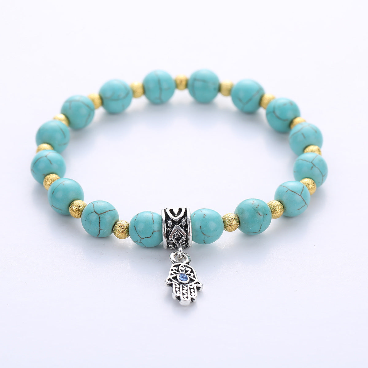 Wholesale Natural Turquoise Bracelet Handmade Geometric Stone Jewelry For Couple Everyday Wear Fashion Accessory Boutique