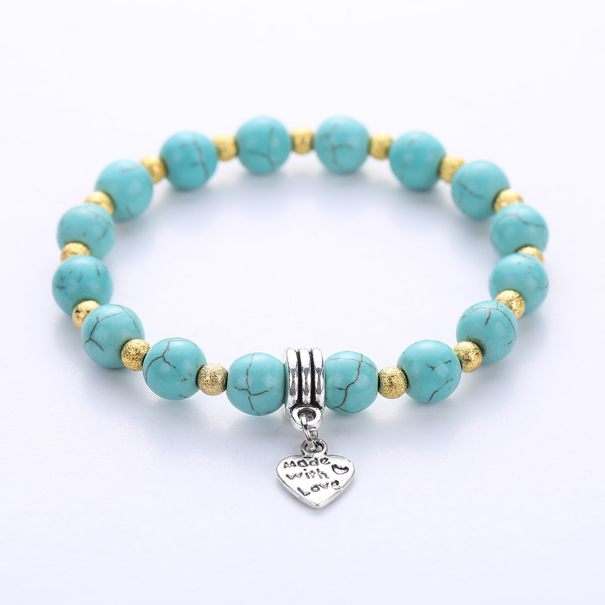 Wholesale Natural Turquoise Bracelet Handmade Geometric Stone Jewelry For Couple Everyday Wear Fashion Accessory Boutique