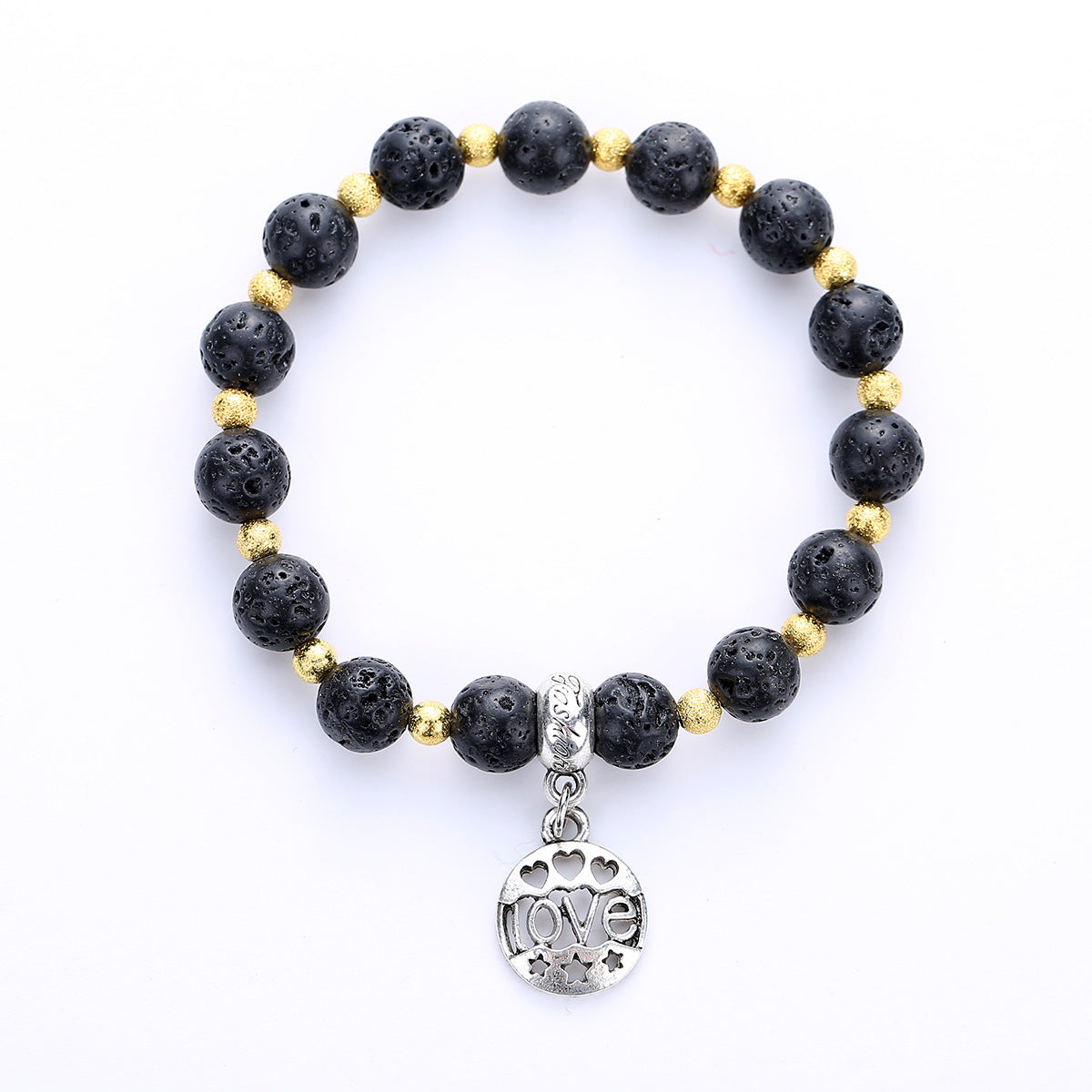 Wholesale Retro Geometric Volcanic Stone Bracelet Handmade Unisex Couple Jewelry Gift Resale Fashion Accessory
