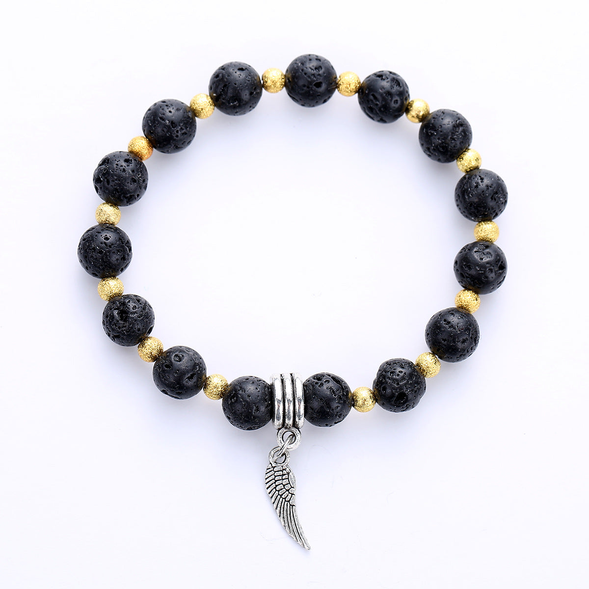 Wholesale Retro Geometric Volcanic Stone Bracelet Handmade Unisex Couple Jewelry Gift Resale Fashion Accessory