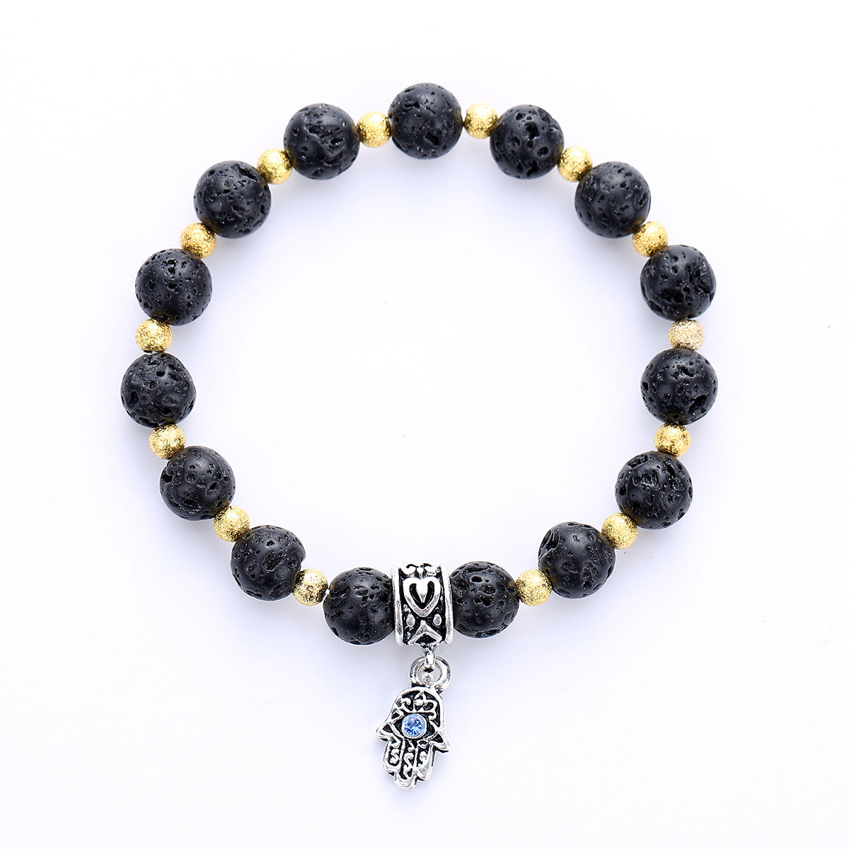 Wholesale Retro Geometric Volcanic Stone Bracelet Handmade Unisex Couple Jewelry Gift Resale Fashion Accessory