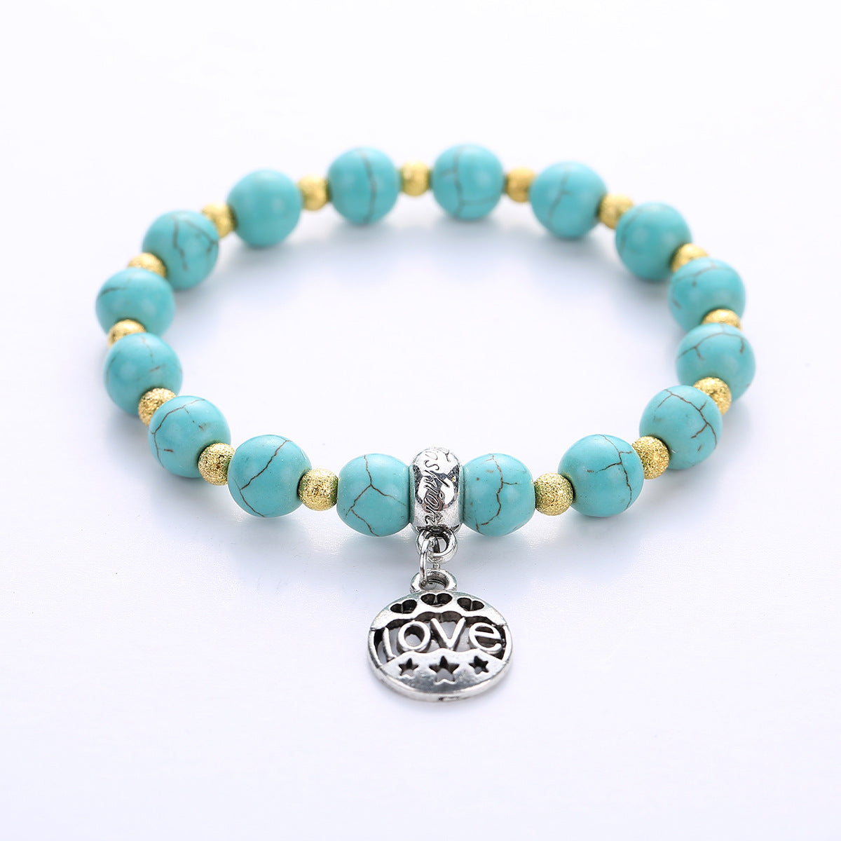Wholesale Natural Turquoise Bracelet Handmade Geometric Stone Jewelry For Couple Everyday Wear Fashion Accessory Boutique