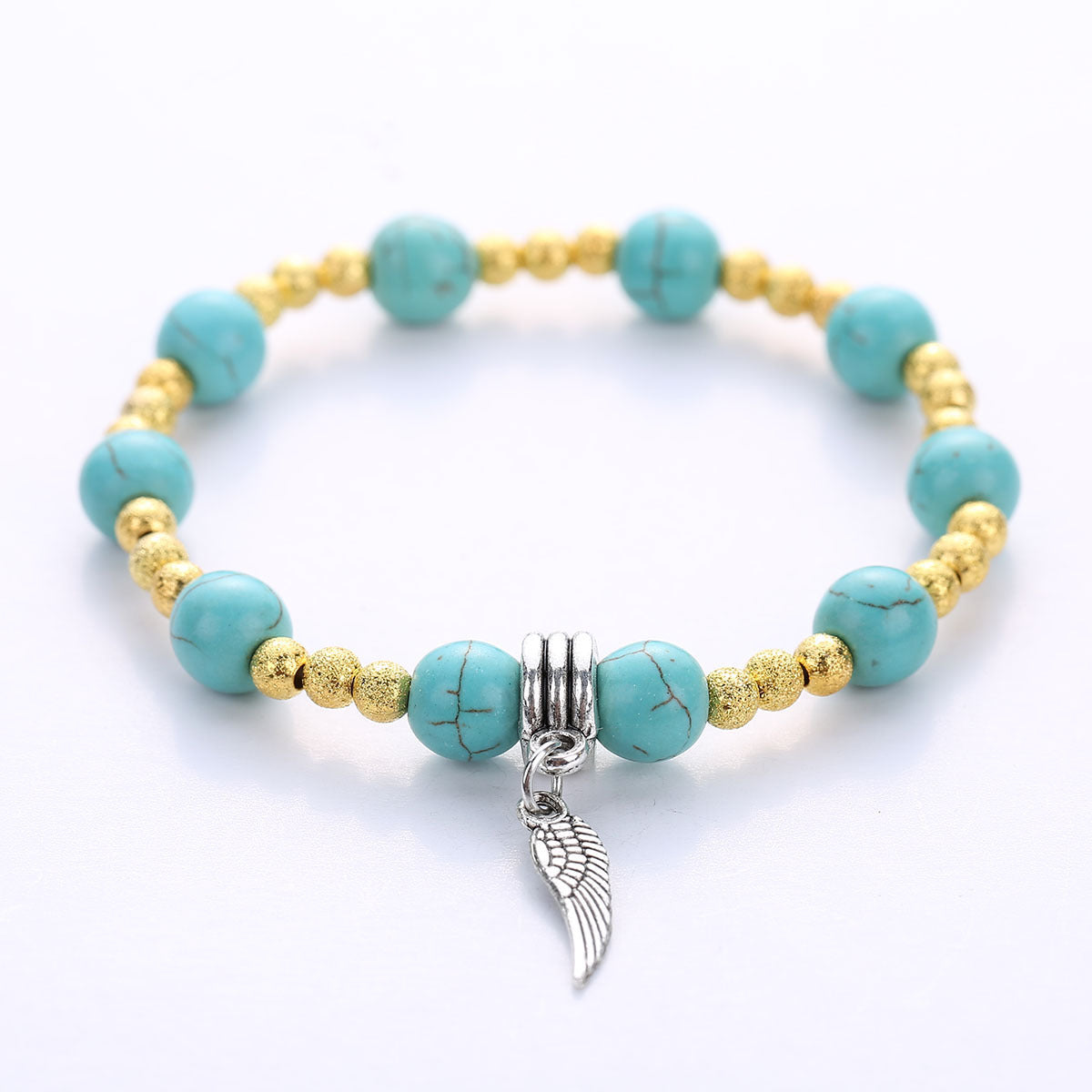 Wholesale Natural Turquoise Pendant Bracelet Handmade Geometry Fashion Jewelry Gift For Couples