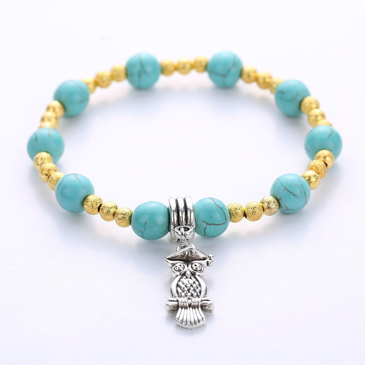 Wholesale Natural Turquoise Pendant Bracelet Handmade Geometry Fashion Jewelry Gift For Couples