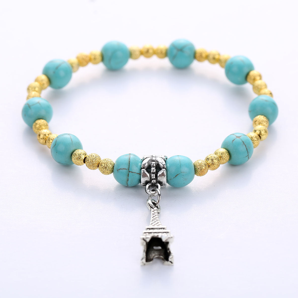 Wholesale Natural Turquoise Pendant Bracelet Handmade Geometry Fashion Jewelry Gift For Couples