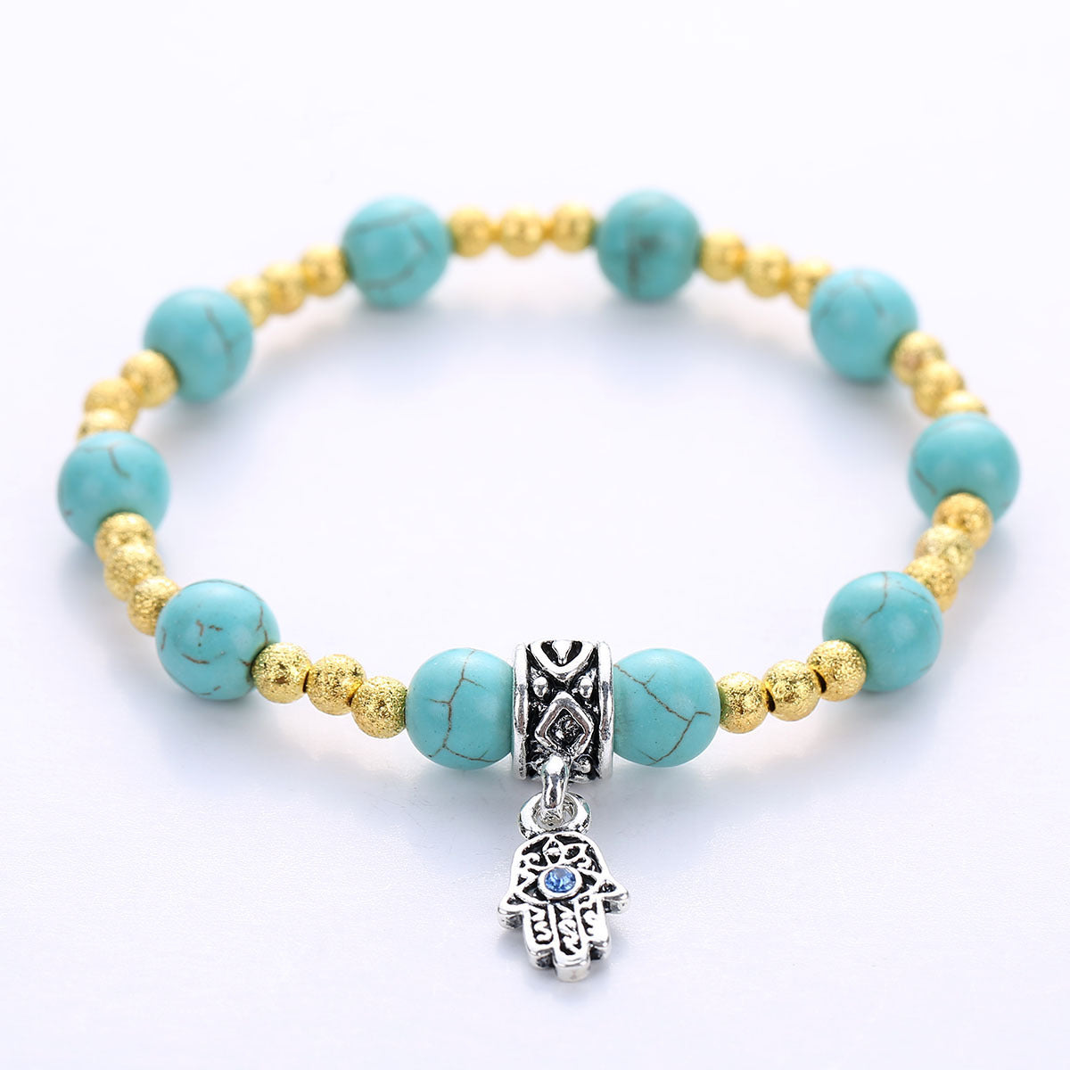Wholesale Natural Turquoise Pendant Bracelet Handmade Geometry Fashion Jewelry Gift For Couples