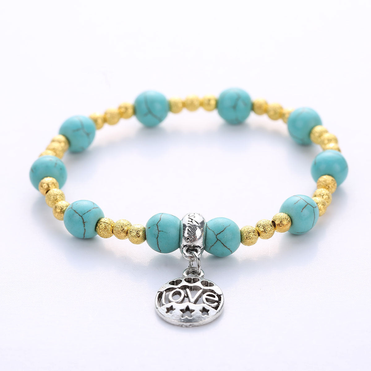Wholesale Natural Turquoise Pendant Bracelet Handmade Geometry Fashion Jewelry Gift For Couples