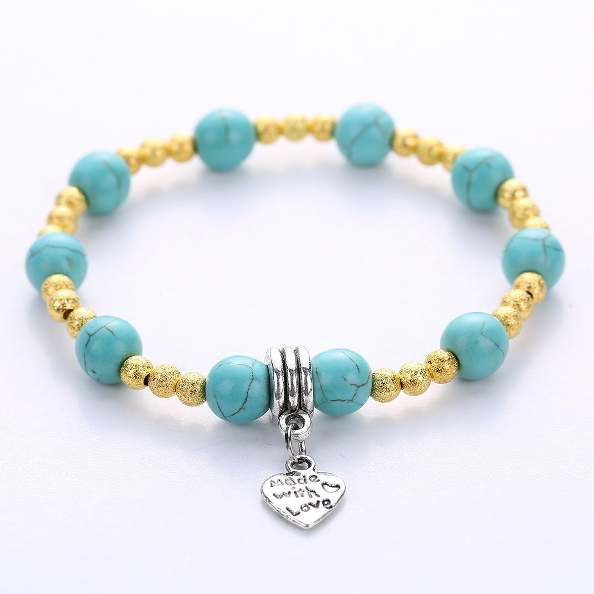 Wholesale Natural Turquoise Pendant Bracelet Handmade Geometry Fashion Jewelry Gift For Couples