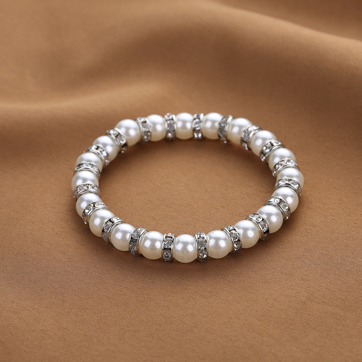 Wholesale Imitation Pearl Alloy Spacer Bracelet Geometric Design Fashion Accessory