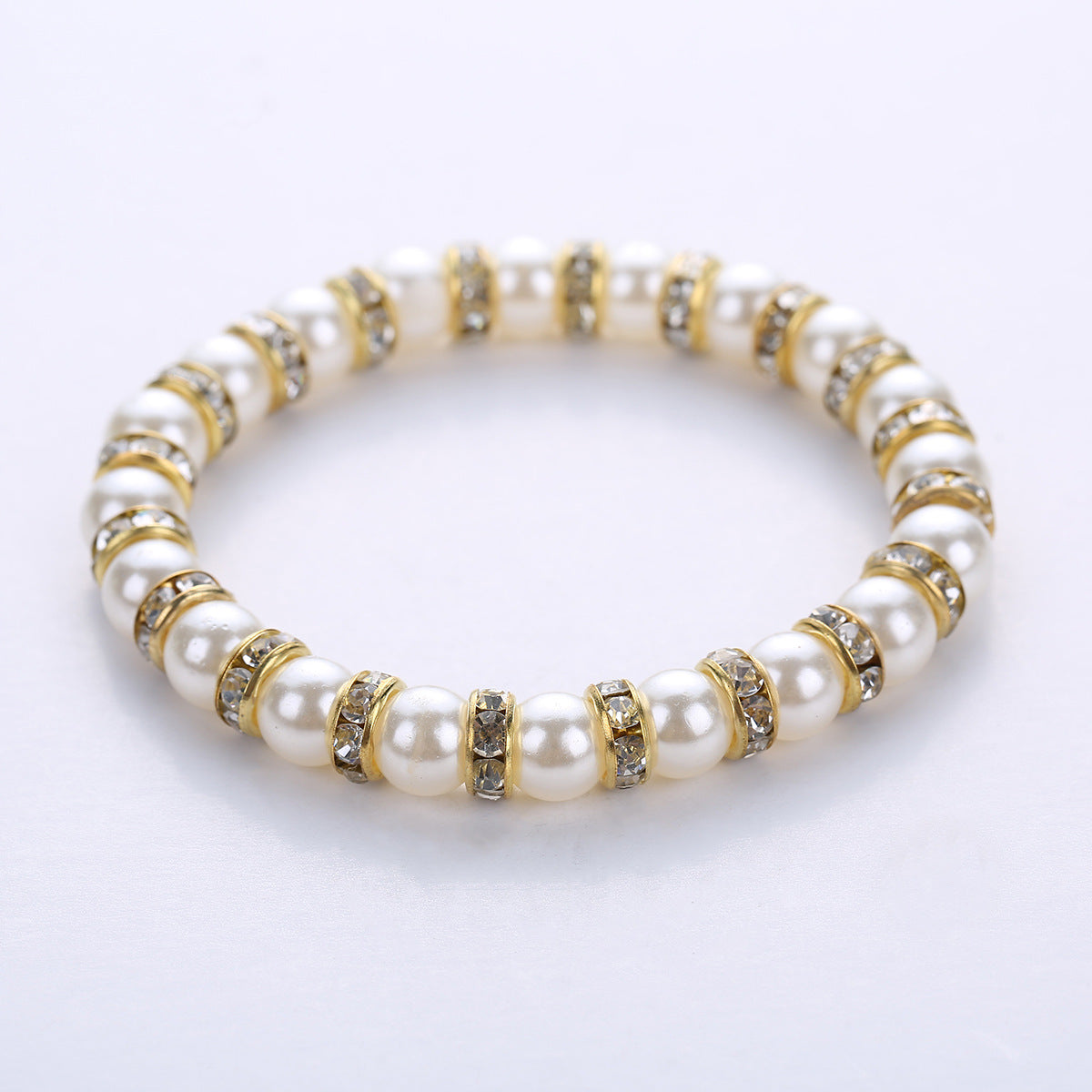 Wholesale Imitation Pearl Alloy Spacer Bracelet Geometric Design Fashion Accessory