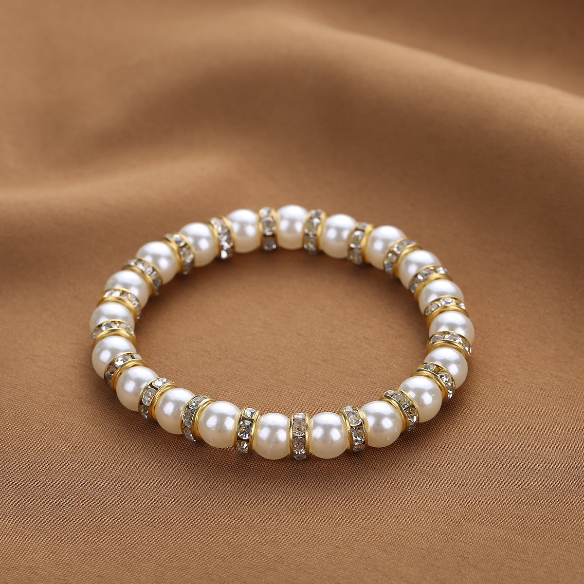 Wholesale Imitation Pearl Alloy Spacer Bracelet Geometric Design Fashion Accessory