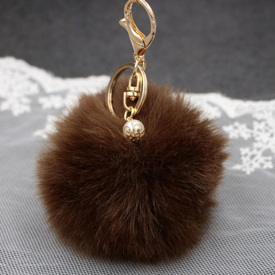 Wholesale Pearl 8cm Fur Ball Keychain