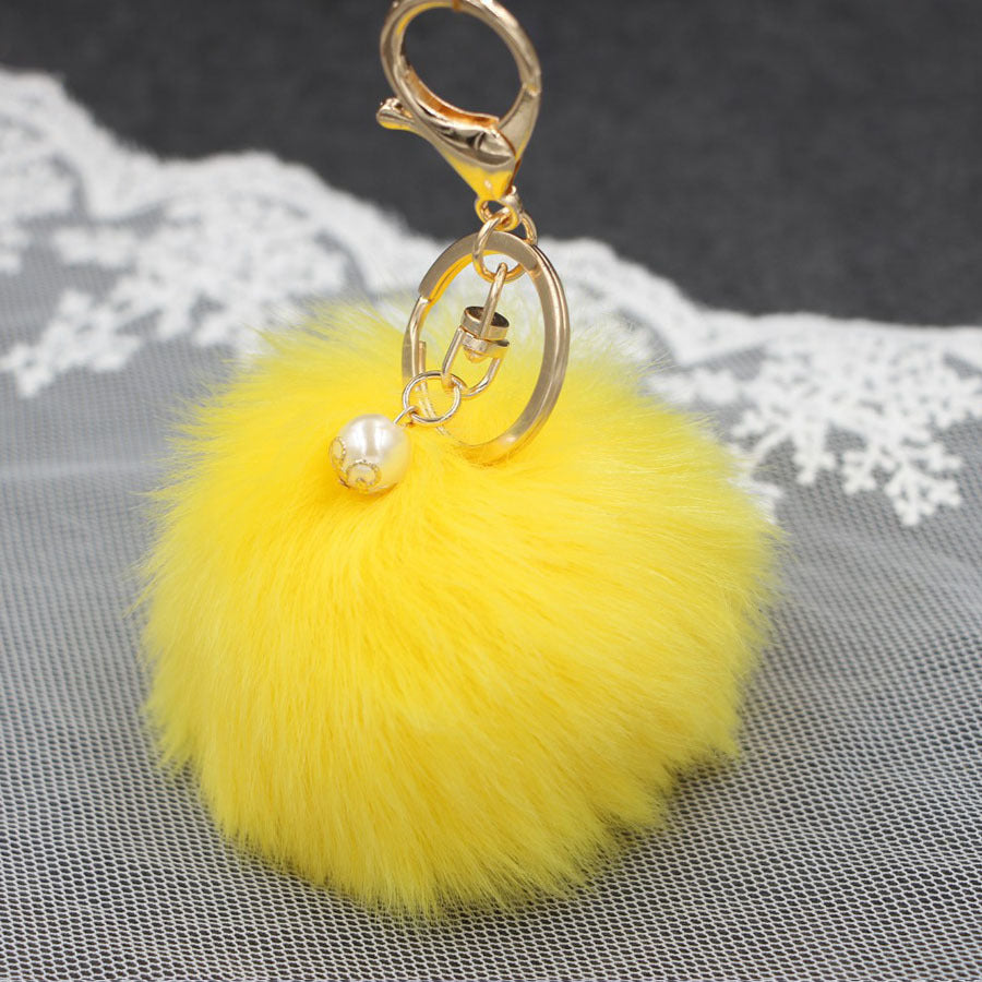 Wholesale Pearl 8cm Fur Ball Keychain
