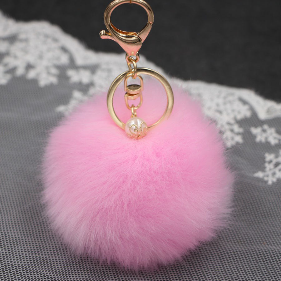 Wholesale Pearl 8cm Fur Ball Keychain