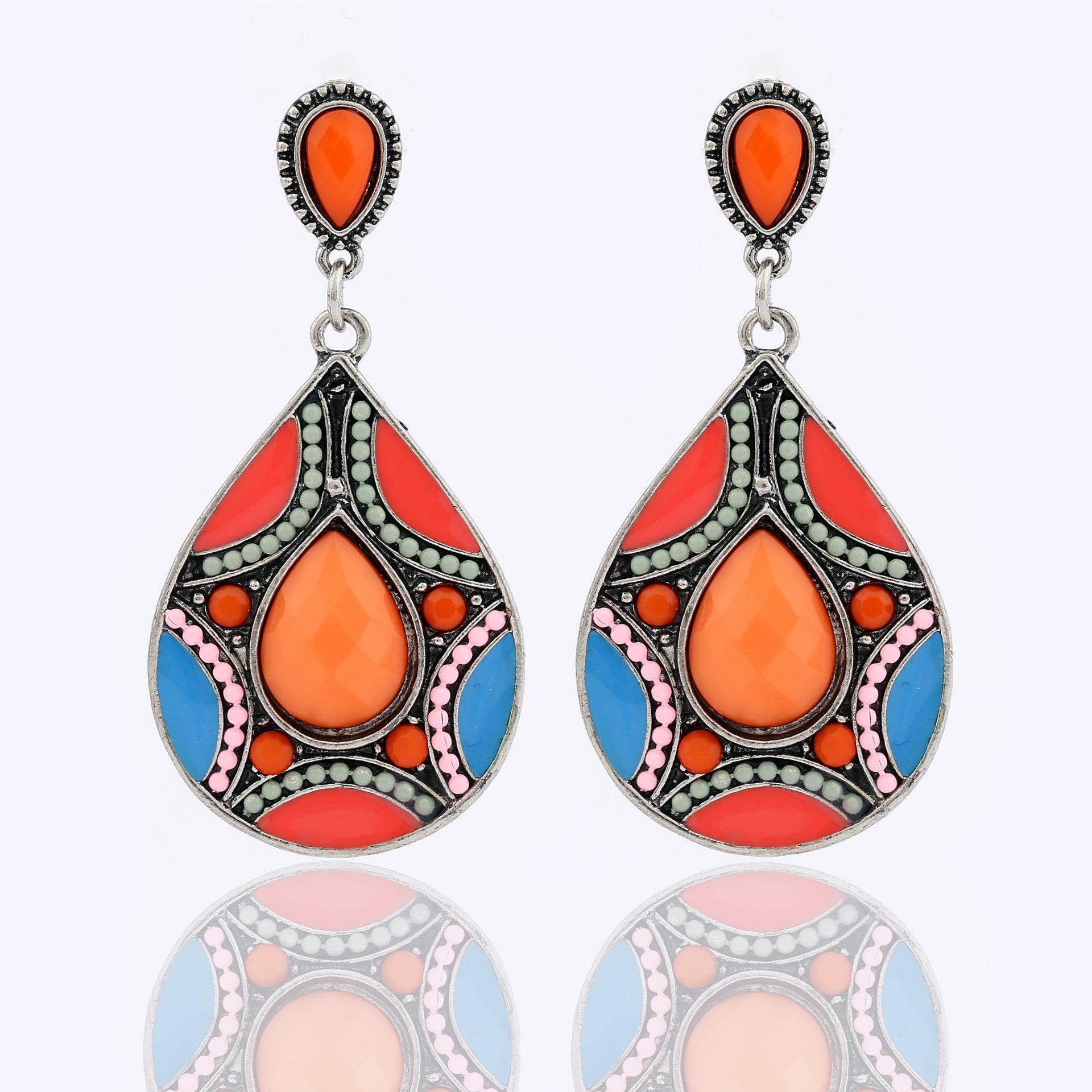 Wholesale Bohemian Long Drop Colorful Alloy Earrings Fashion Jewelry Accessory