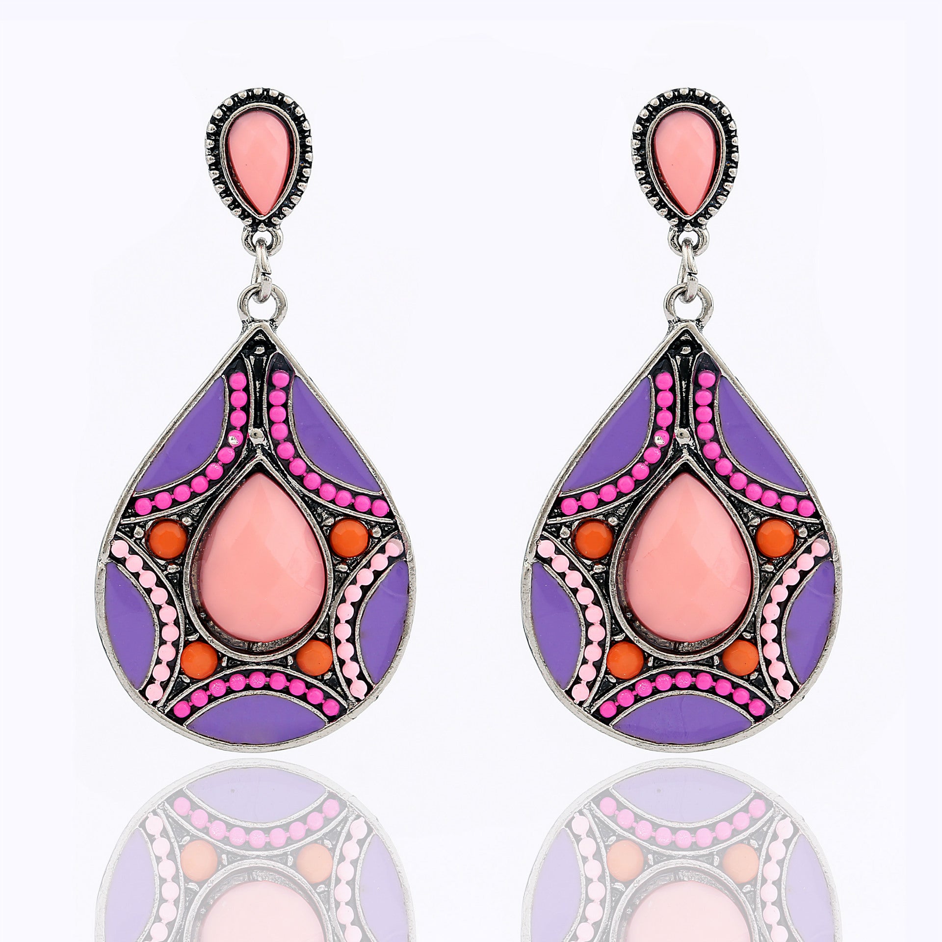 Wholesale Bohemian Long Drop Colorful Alloy Earrings Fashion Jewelry Accessory