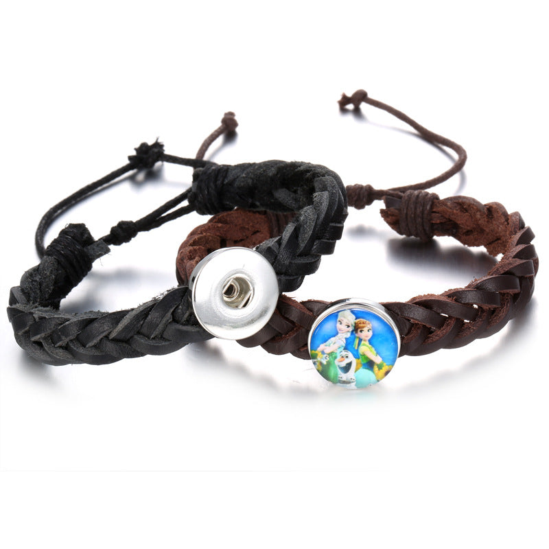 Wholesale Vintage Leather DIY Snap Bracelet