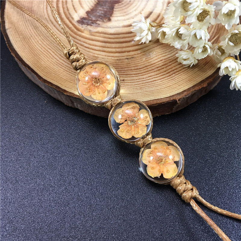 Wholesale Dried Flower Bracelet&Time Gemstone Narcissus Eternal Flower Weaving Bracelet