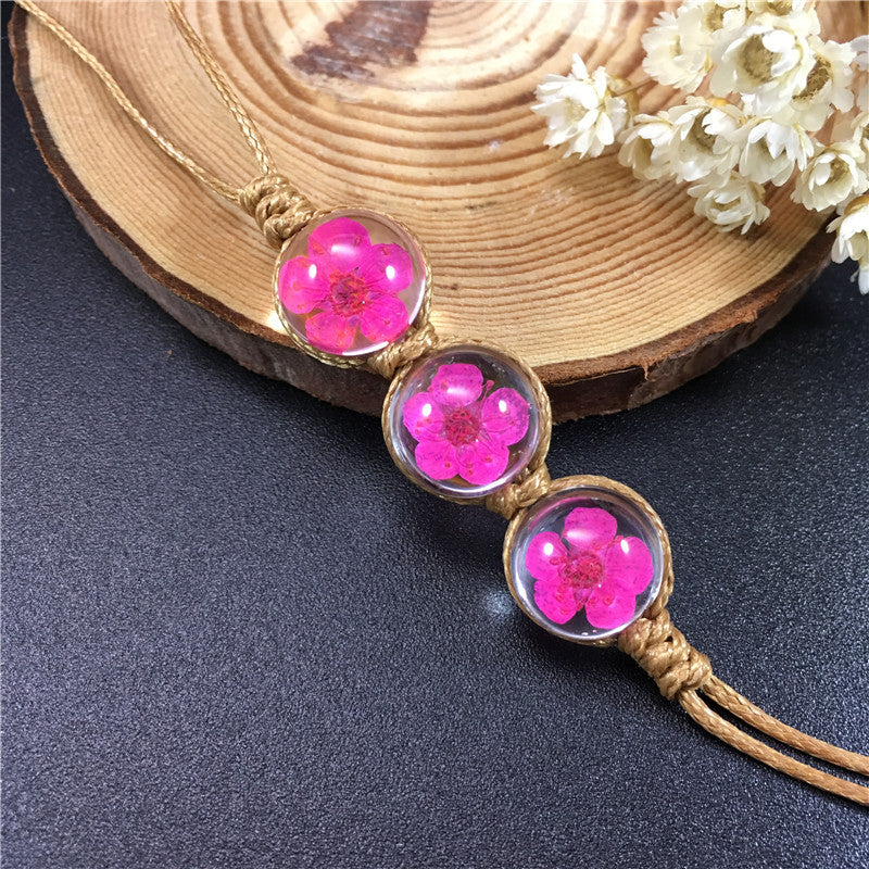 Wholesale Dried Flower Bracelet&Time Gemstone Narcissus Eternal Flower Weaving Bracelet