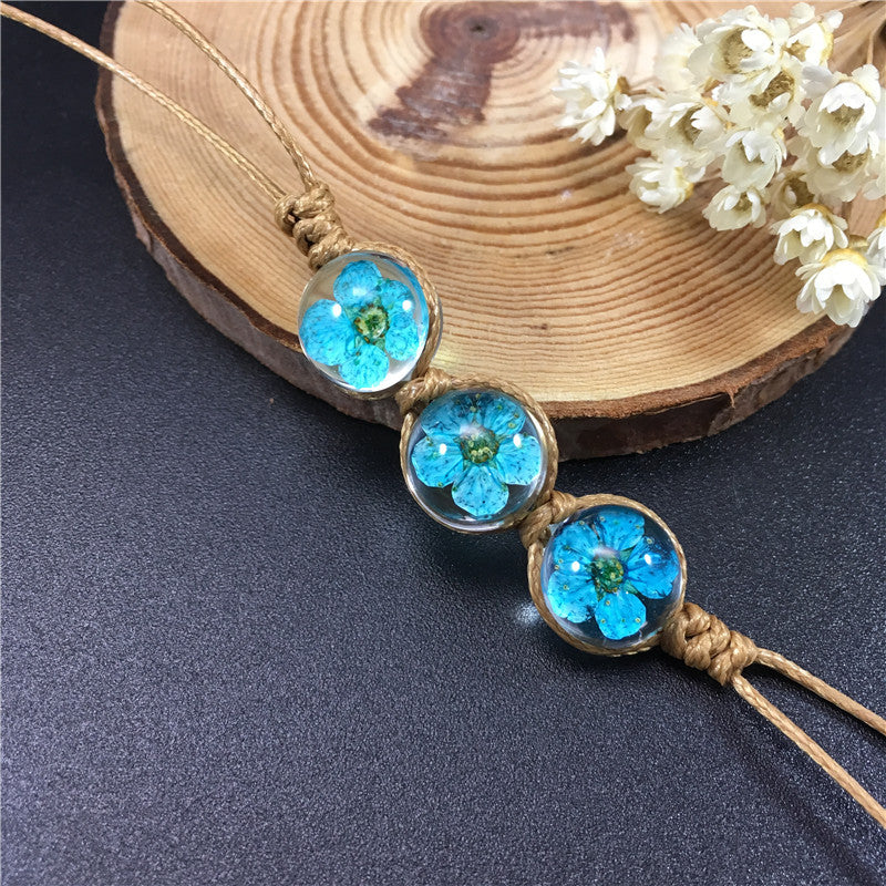 Wholesale Dried Flower Bracelet&Time Gemstone Narcissus Eternal Flower Weaving Bracelet