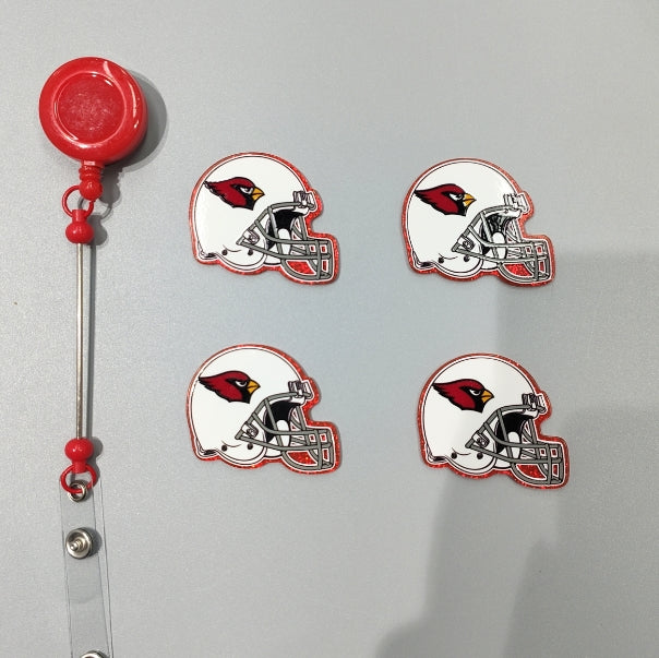 Wholesale 10pcs/Pack Red Football Helmet DIY Acrylic Flatbacks for Badge Reels Keychains