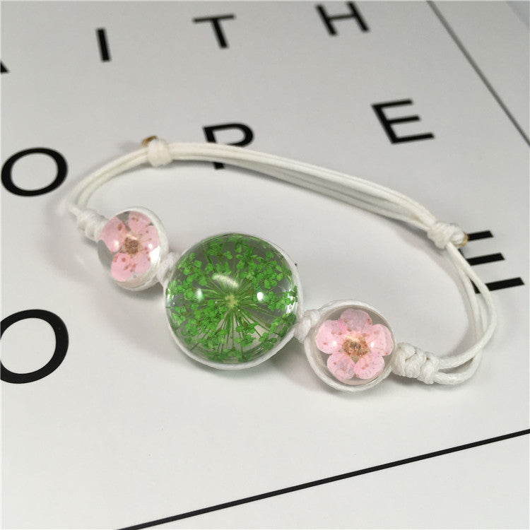 Wholesale Dried Flower Bracelet&Time Gemstone Narcissus Eternal Flower Weaving Bracelet