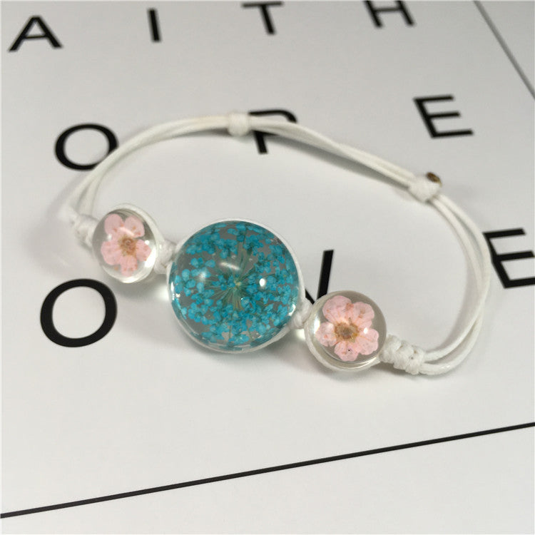 Wholesale Dried Flower Bracelet&Time Gemstone Narcissus Eternal Flower Weaving Bracelet