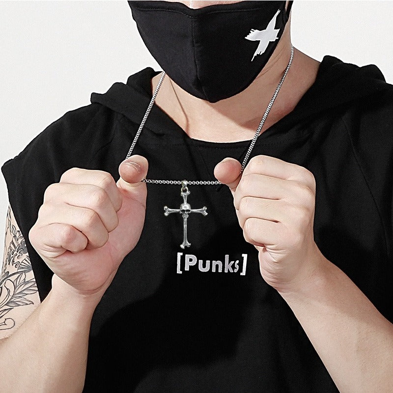 Wholesale Skull Personality Cross Religious Belief Punk Hip-hop Style Ghost Skull Necklaces