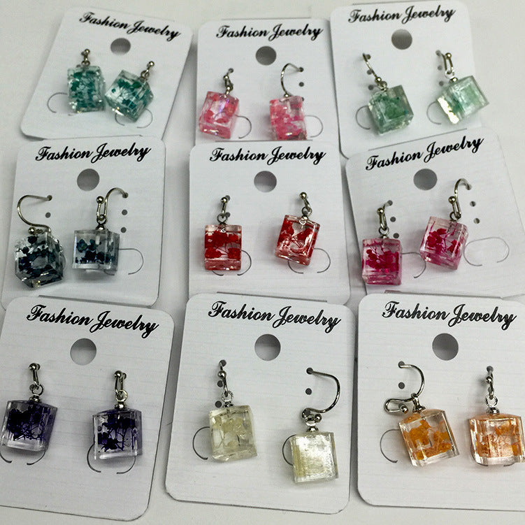 Wholesale 6pcs Resin Glue Dried Flower Baby's Breath Earrings