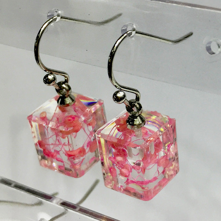 Wholesale 6pcs Resin Glue Dried Flower Baby's Breath Earrings