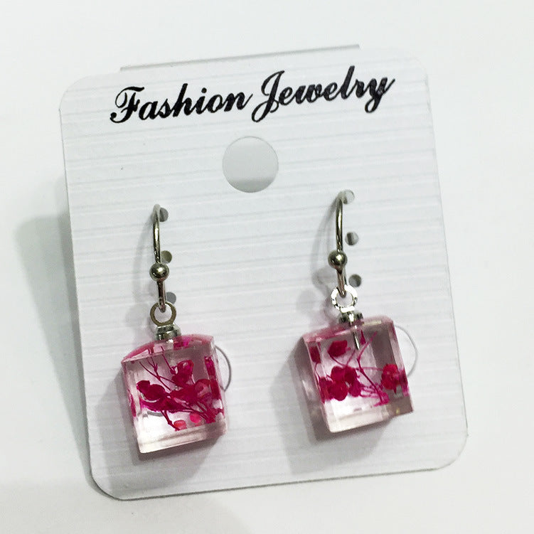 Wholesale 6pcs Resin Glue Dried Flower Baby's Breath Earrings