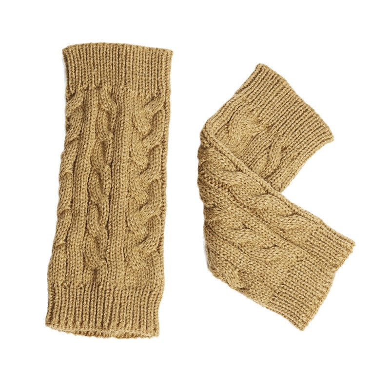 Wholesale Twisted 8-shaped Wool Half-finger Short Wrist Guard Fingerless Warm Acrylic Arm Gloves