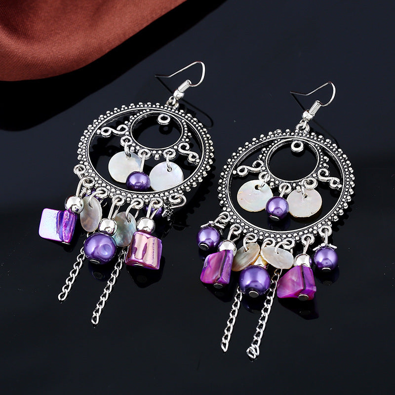 Wholesale  bohemian jewelry ethnic style retro round earrings