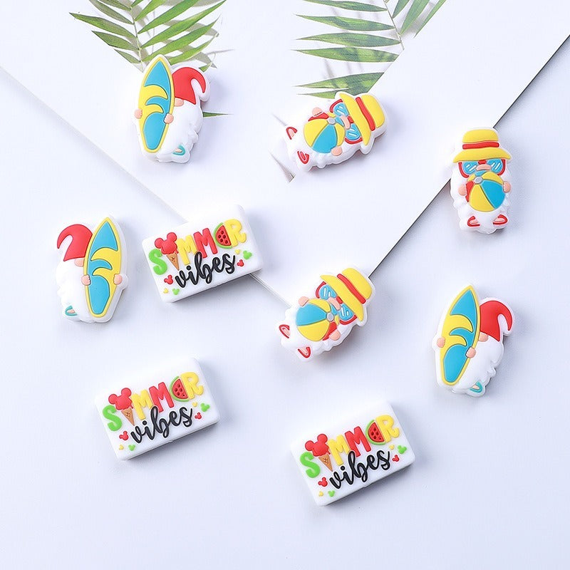 Wholesale 20pcs Summer Theme Gnome Cartoon Alphabet Silicone Beads