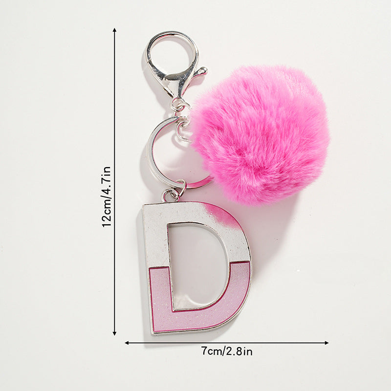 Wholesale Pink Ball Letter Metal Keychain