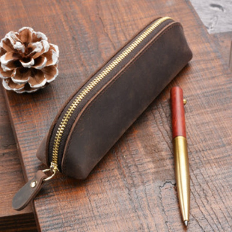 Wholesale Pure Handmade Leather Retro Cowhide Pen Sleeve
