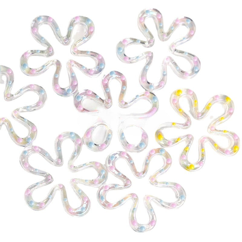 Wholesale 10pcs Oil Dripping Double-sided UV Plated Five-petal Flower Acrylic Beads