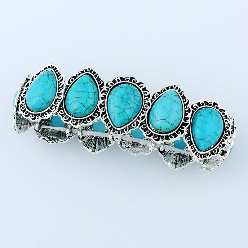 Wholesale Vintage Water Drop Elastic Heart Turquoise Bracelet