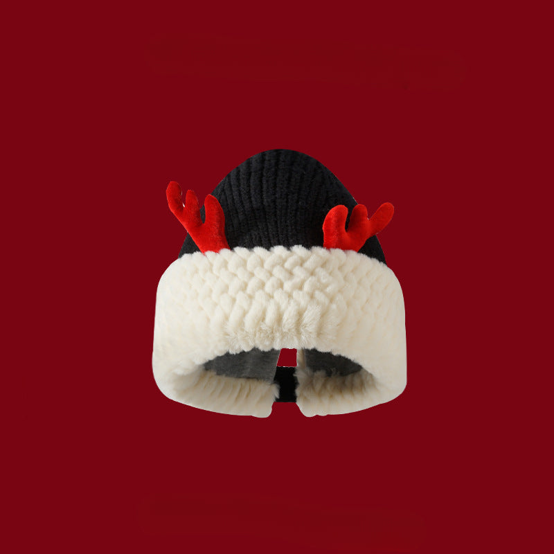 Wholesale Christmas Deer Antler Plush Knitted Hat