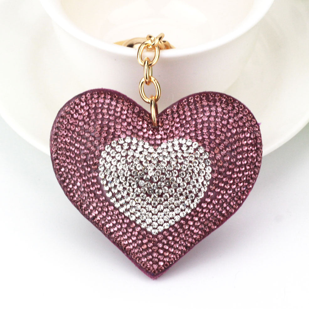 Wholesale Valentine's Day Double Color Peach Heart Keychain