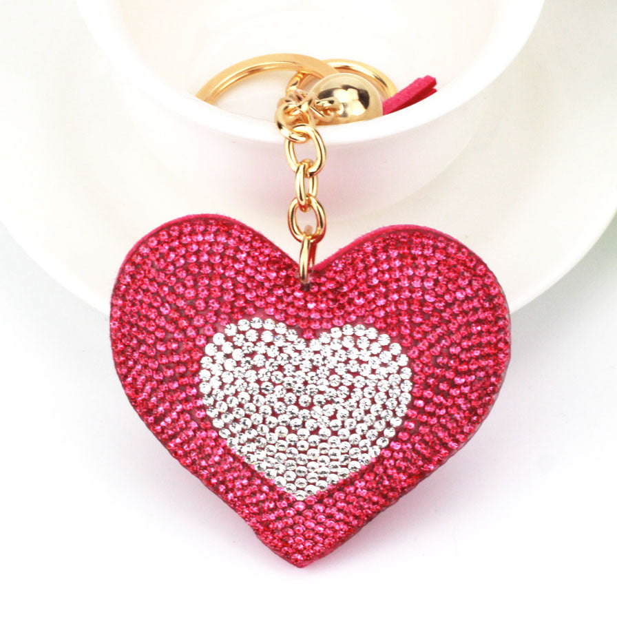 Wholesale Valentine's Day Double Color Peach Heart Keychain