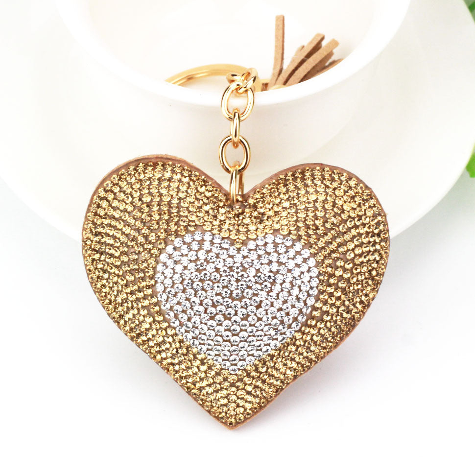 Wholesale Valentine's Day Double Color Peach Heart Keychain