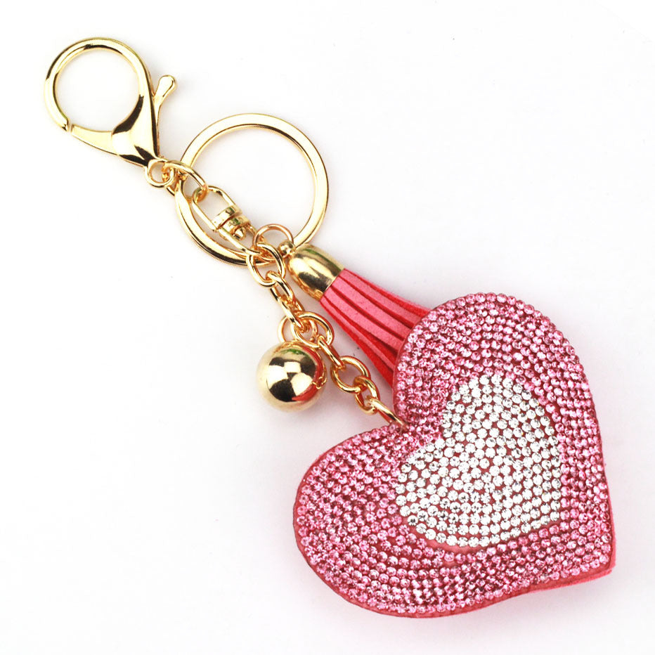 Wholesale Valentine's Day Double Color Peach Heart Keychain